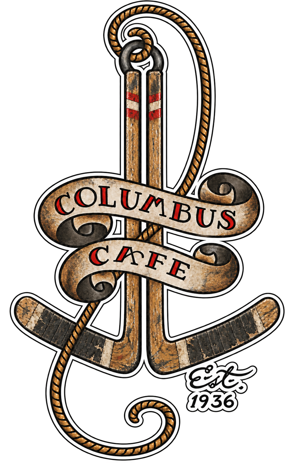 Columbus Cafe double hockey stick graphic